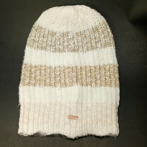 FREE PEOPLE Nubby Neutral Heather Soft Acrylic Knit Slouchy Hat Copper Logo Tag